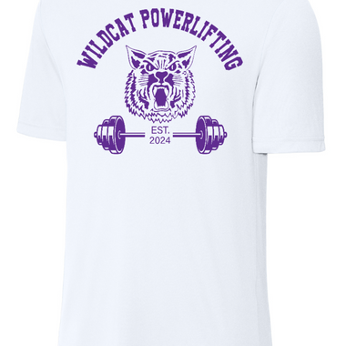 Clovis Wildcat Powerlifting Athletic TShirt - White