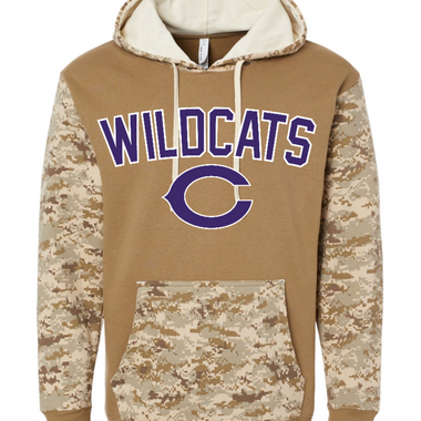 Clovis Wildcat Baseball C Hoodie Desert Camo